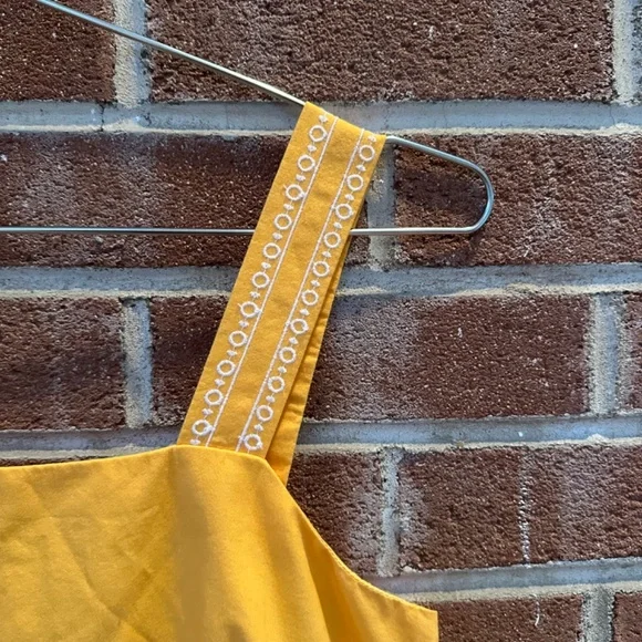 J. Crew Embroidered Scalloped Tiered Midi Dress 0 Marigold - Picture 11 of 14